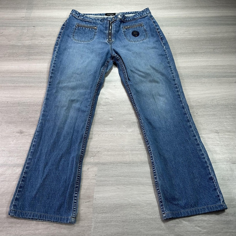 VINTAGE Guess Jeans Womens 32 Blue USA American Tradition Zip Pocket 90s